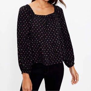 LOFT | Shimmer Dot Square Neck Peplum Blouse - NWT